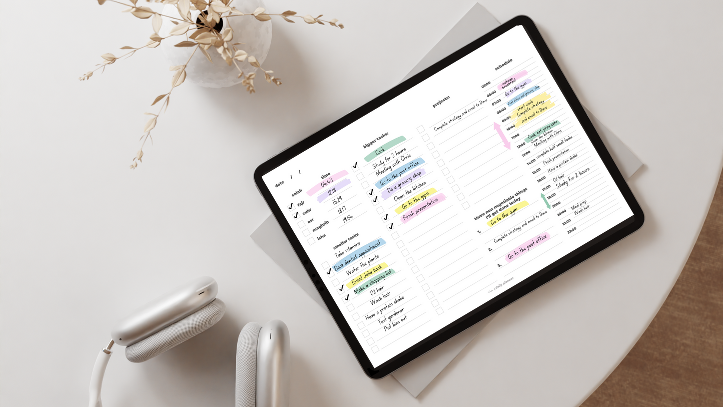 muslim salah tracker planner on ipad