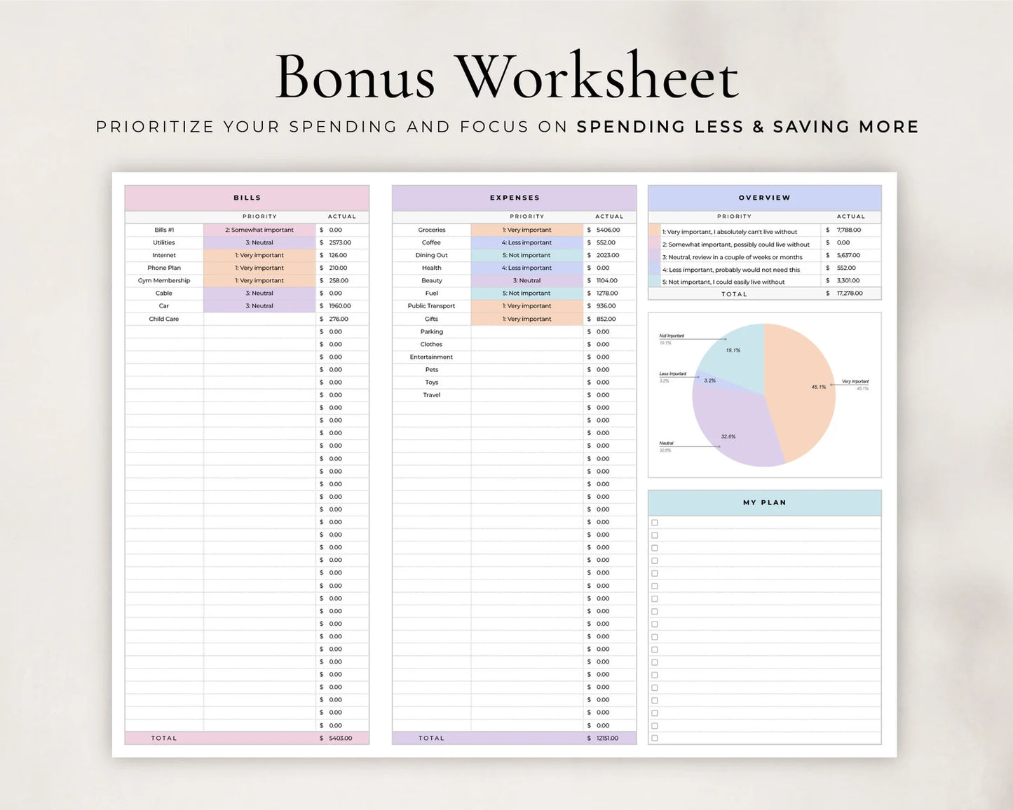 Monthly Budget Spreadsheet