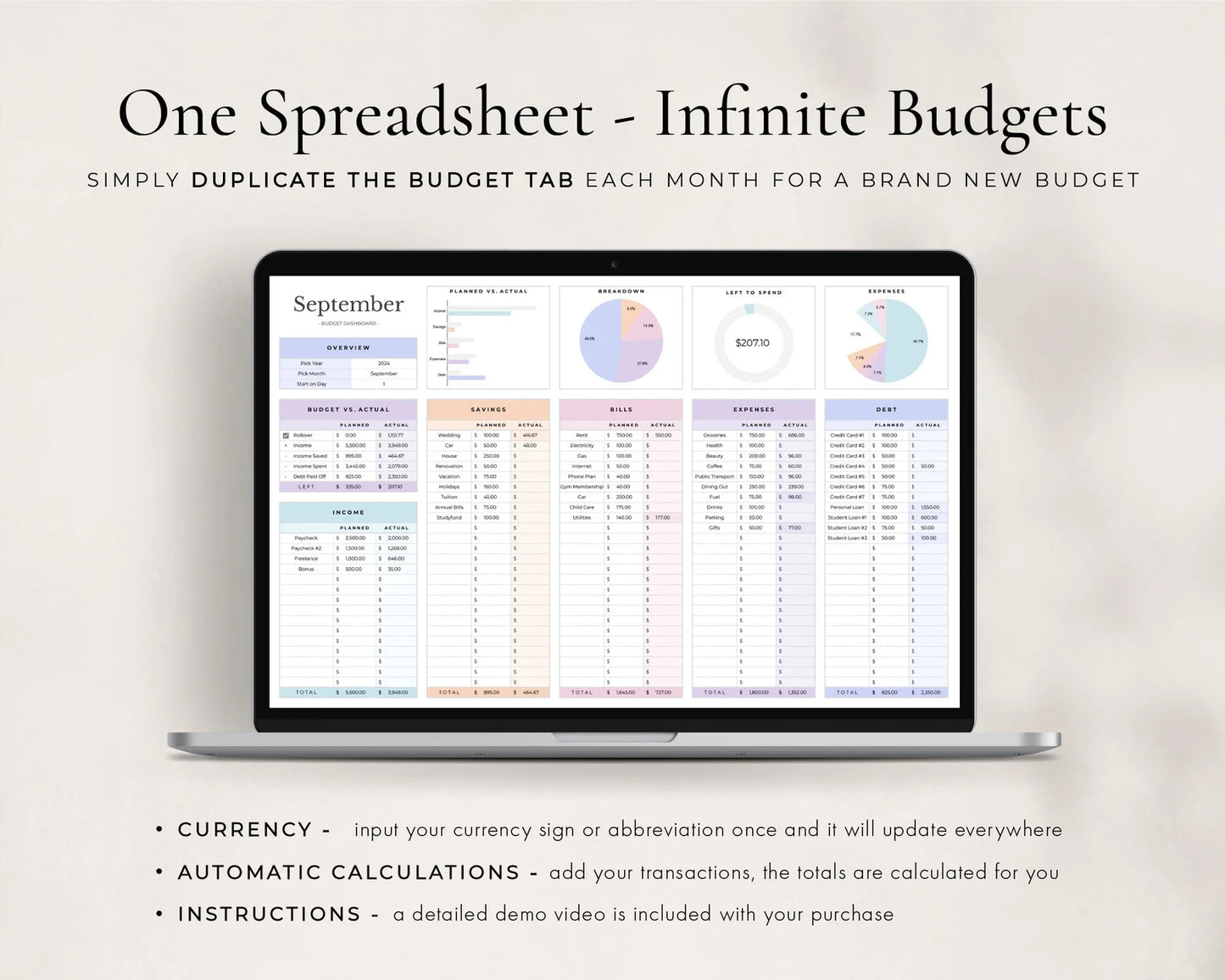 Monthly Budget Spreadsheet